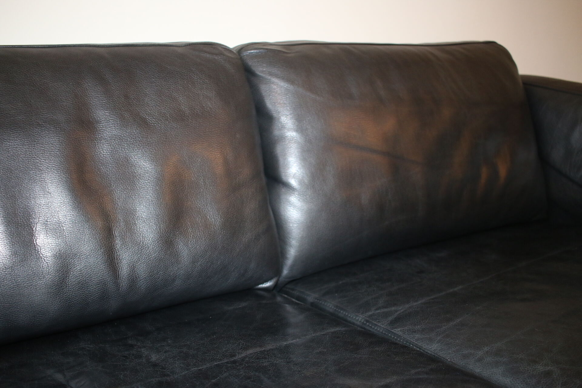 Black leather sofa from Denmark