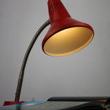 Adjustable Desk Lamp in Red Painted Metal and Chrome-Plated Spiral Arm from Tep, 1970s