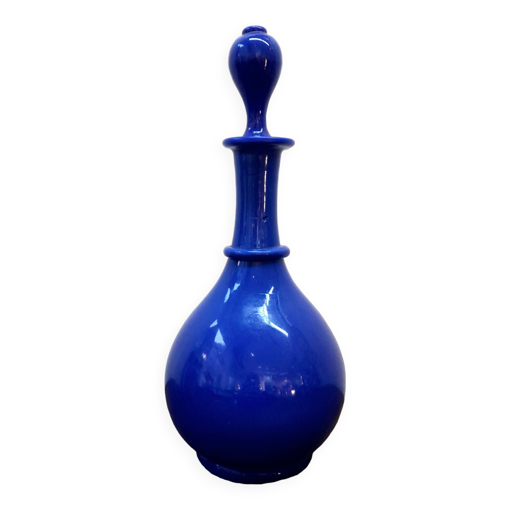 Vintage cobalt blue opaline carafe