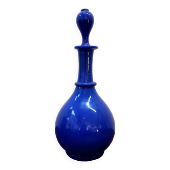 Carafe vintage en opaline bleu cobalt