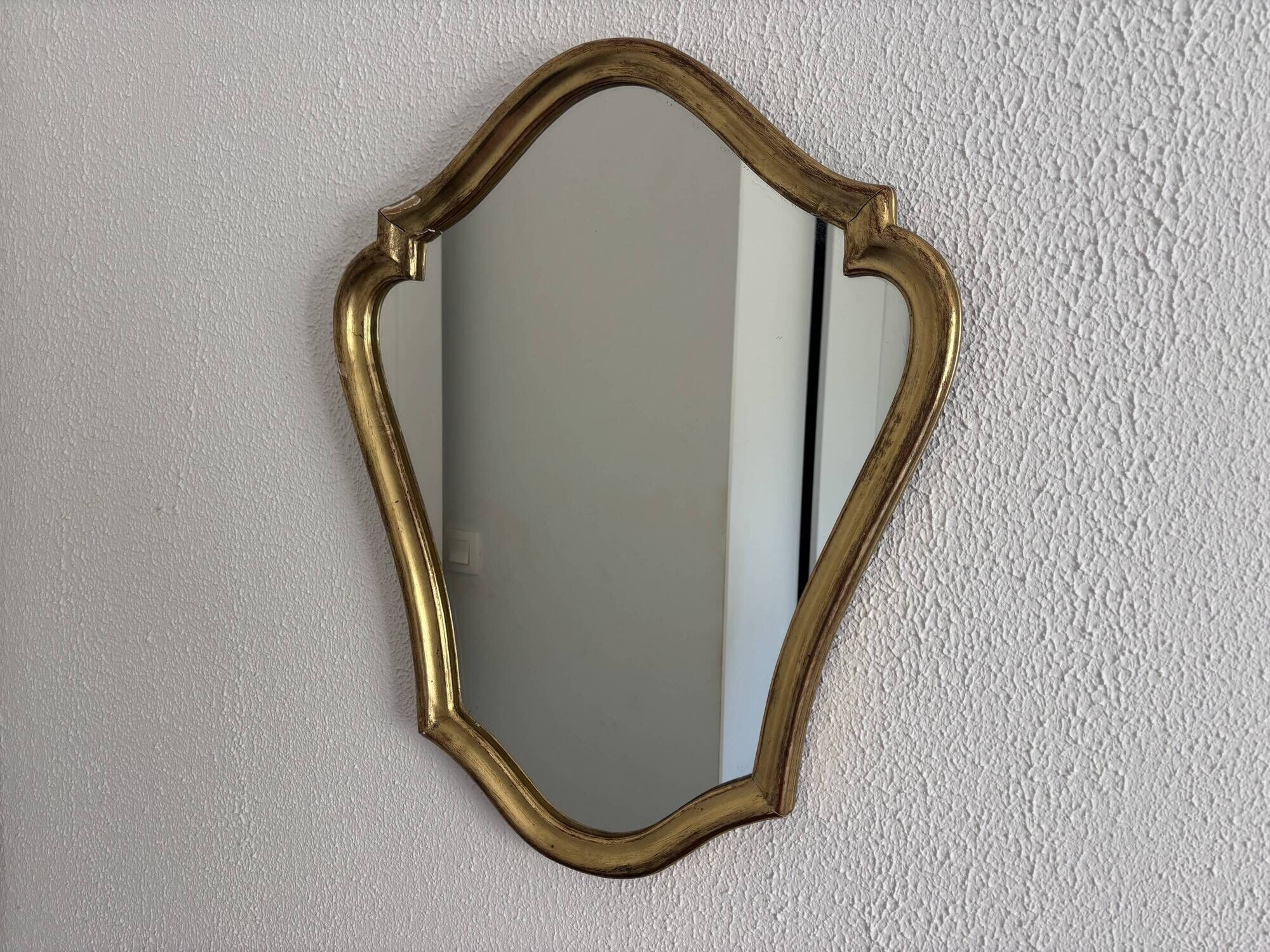 Vintage mirror 1960s Belgian rocaille style gilded wood - 61 x 49 cm