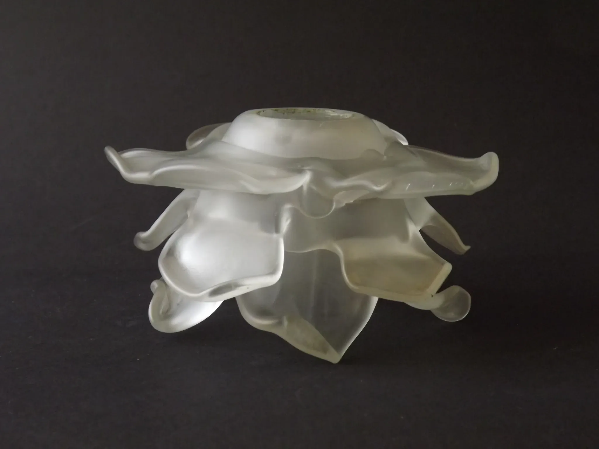 Vintage Art Deco Frosted Satin Glass Rose Flower Lamp Shade