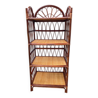 Vintage rattan bookcase shelf