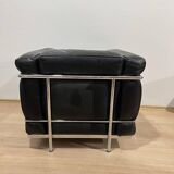 Black Leather LC2 Club Chair with Chromed Frame by Le Corbusier for Cassina, 1965