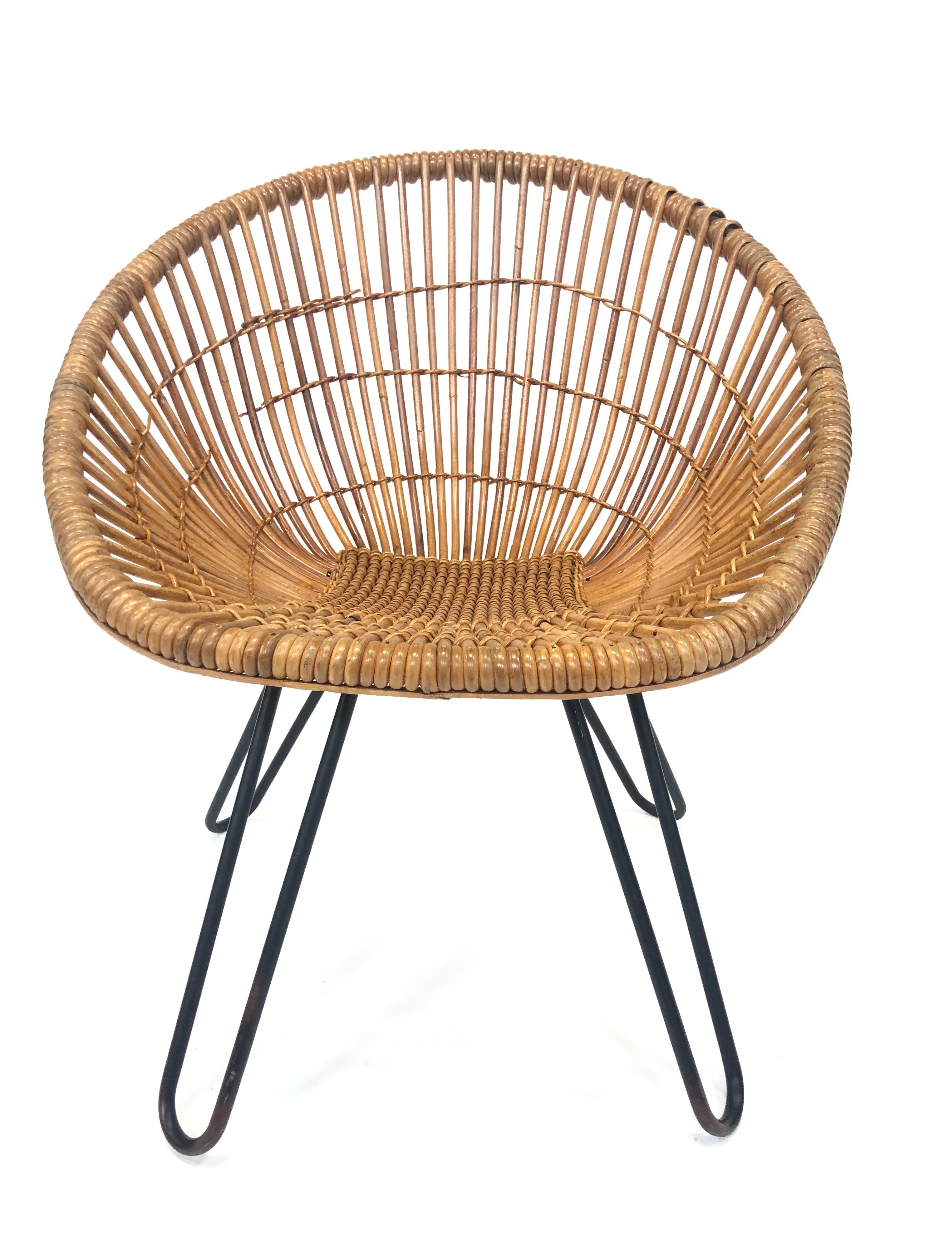 Rohe Noordwolde rattan armchair, 1960, Netherlands