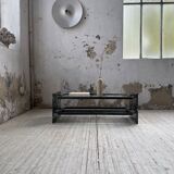 Coffee table year 80 Italian marble and glass