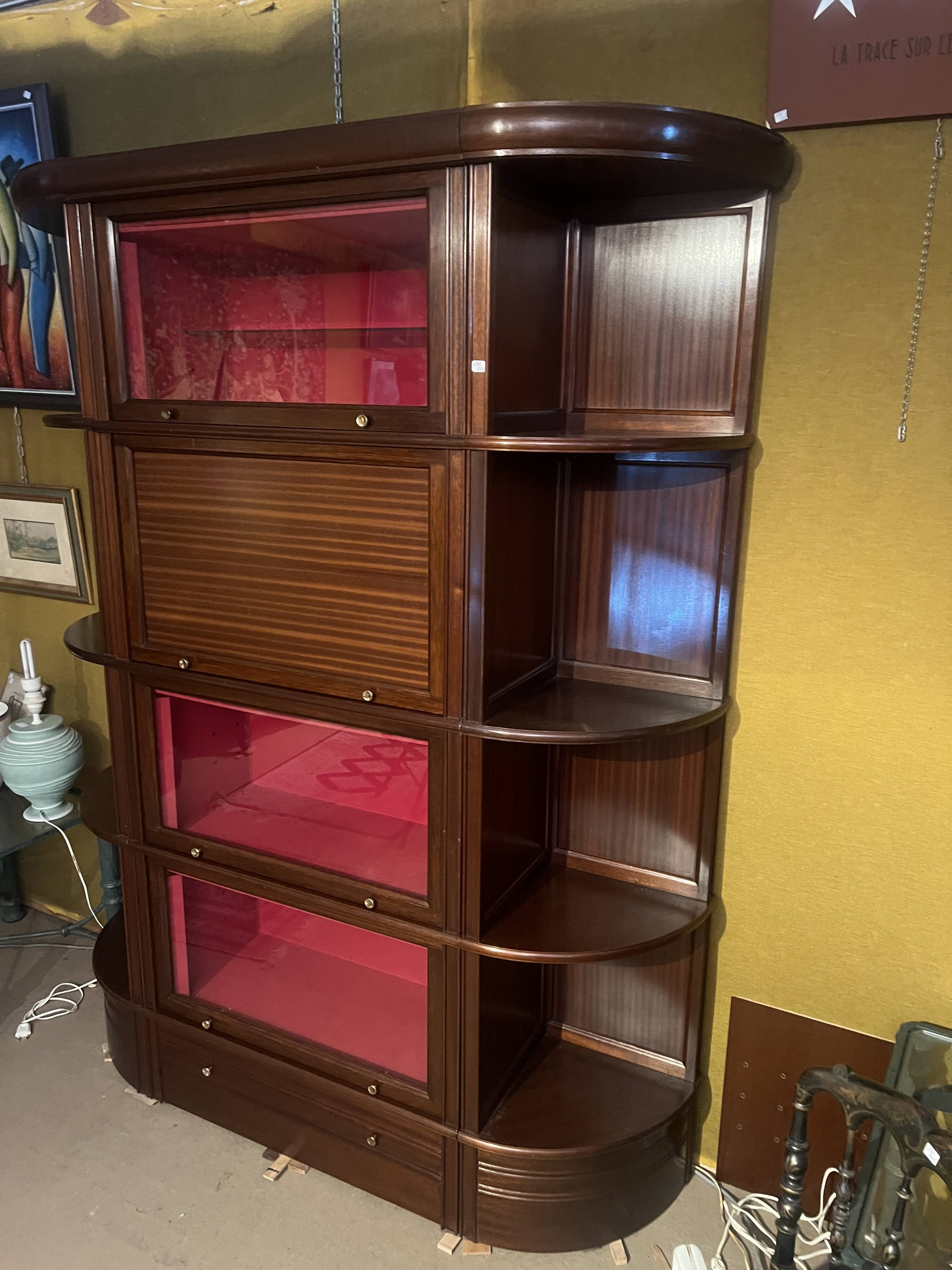 Modular display cabinet in mahogany