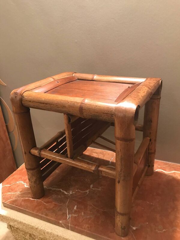 beau ancien tabouret bambou asiatique