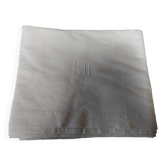 Antique linen cotton mixed sheet monogram BA 220 X 290 cm