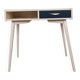 Mid-Century desk/console in dark blue and beige painted wood – Hungarian design from the 1960s.