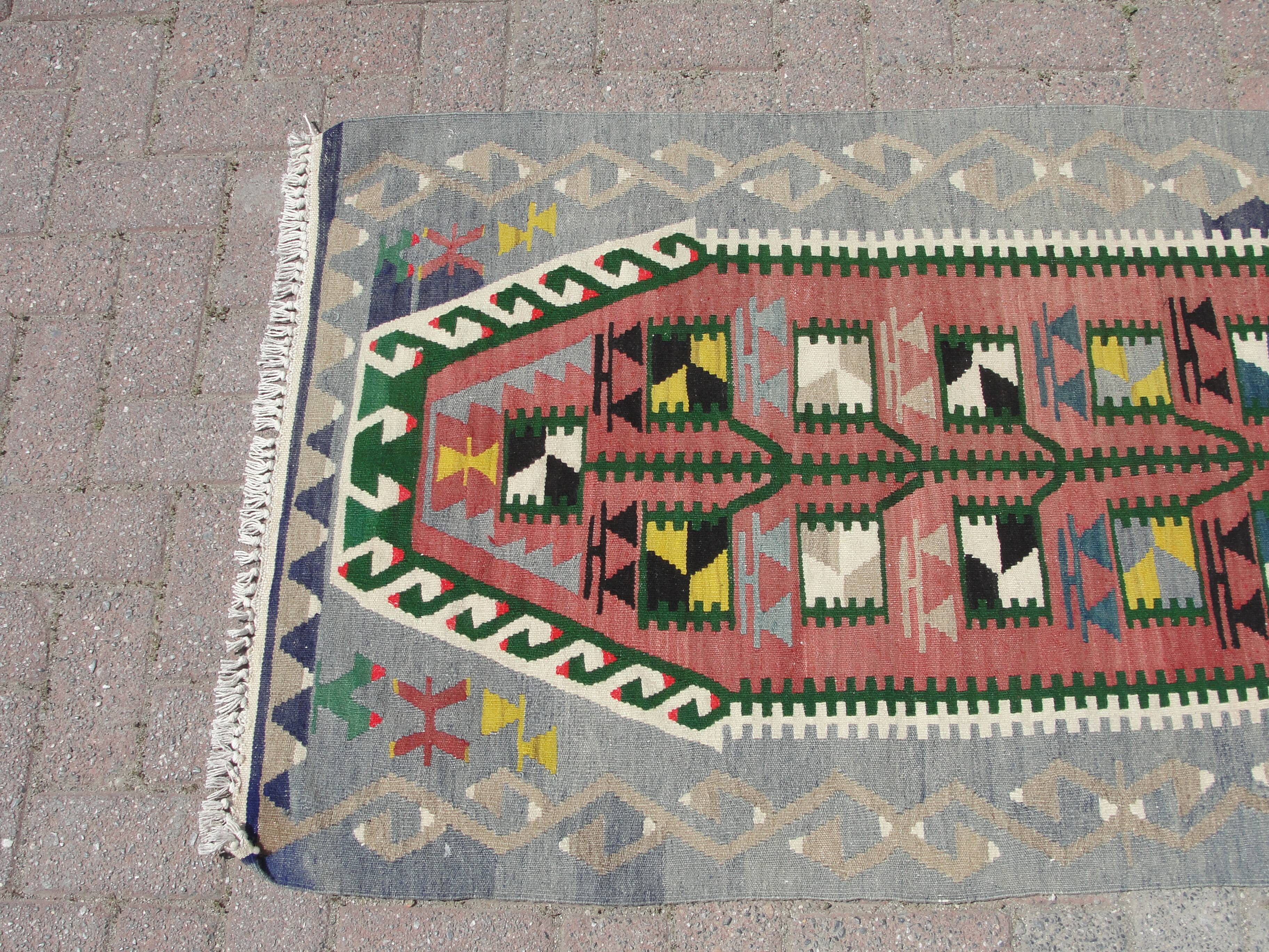 Small handmade area kilim rug carpet