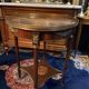 Bouillotte table pedestal table with marquetry decoration and bronze ornaments in the Louis style