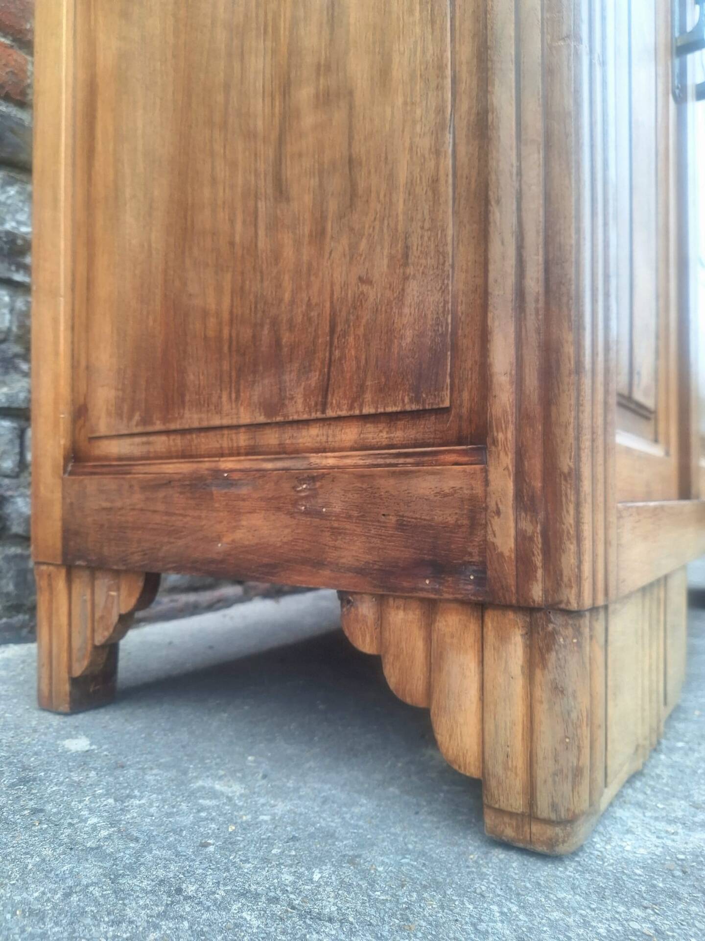 Art Deco buffet with marble top, antique sideboard.