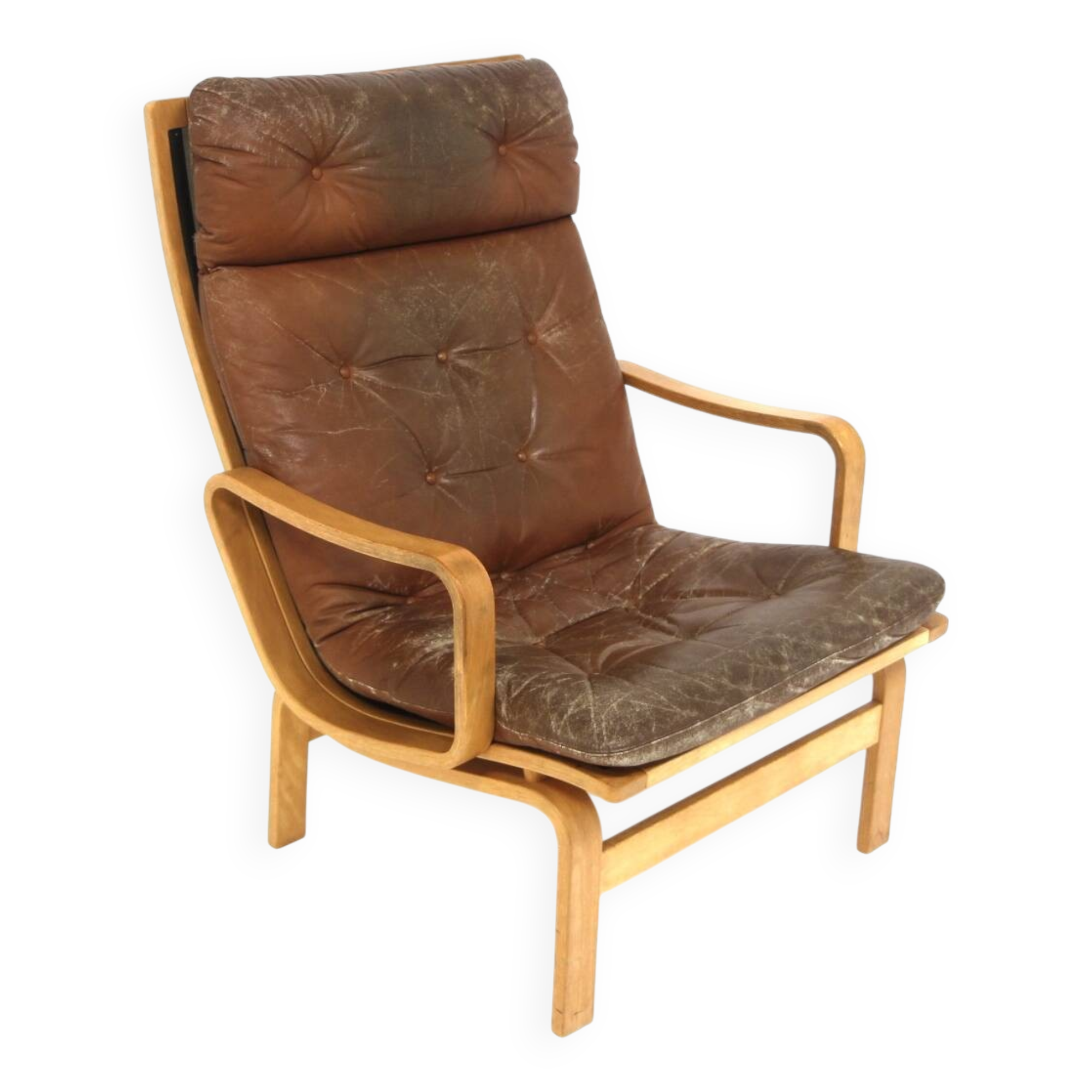 Scandinavian leather armchair, Karl-Erik Ekselius, JOC Vetlanda, Sweden, 1960