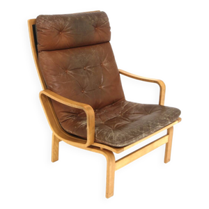 Fauteuil scandinave en cuir, Karl-Erik