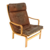 Scandinavian leather armchair, Karl-Erik Ekselius, JOC Vetlanda, Sweden, 1960