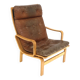 Scandinavian leather armchair, Karl-Erik Ekselius, JOC Vetlanda, Sweden, 1960