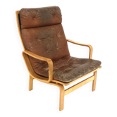 Scandinavian leather armchair, Karl-Erik Ekselius, JOC Vetlanda, Sweden, 1960