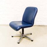 Sitag Ocean Blue Leather Executive Desk Chair. Switzerland, 1970s