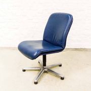 Sitag Ocean Blue Leather Executive Desk Chair. Switzerland, 1970s