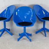 3 chairs "space Age", resin and steel, France, circa 1970.