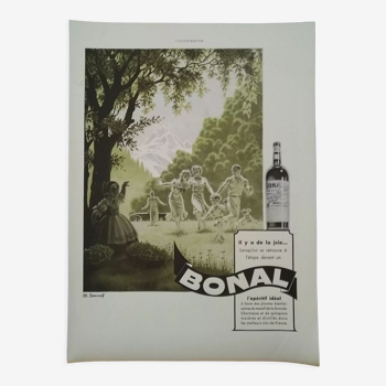 Publicité apéritif Bonal, année 1938