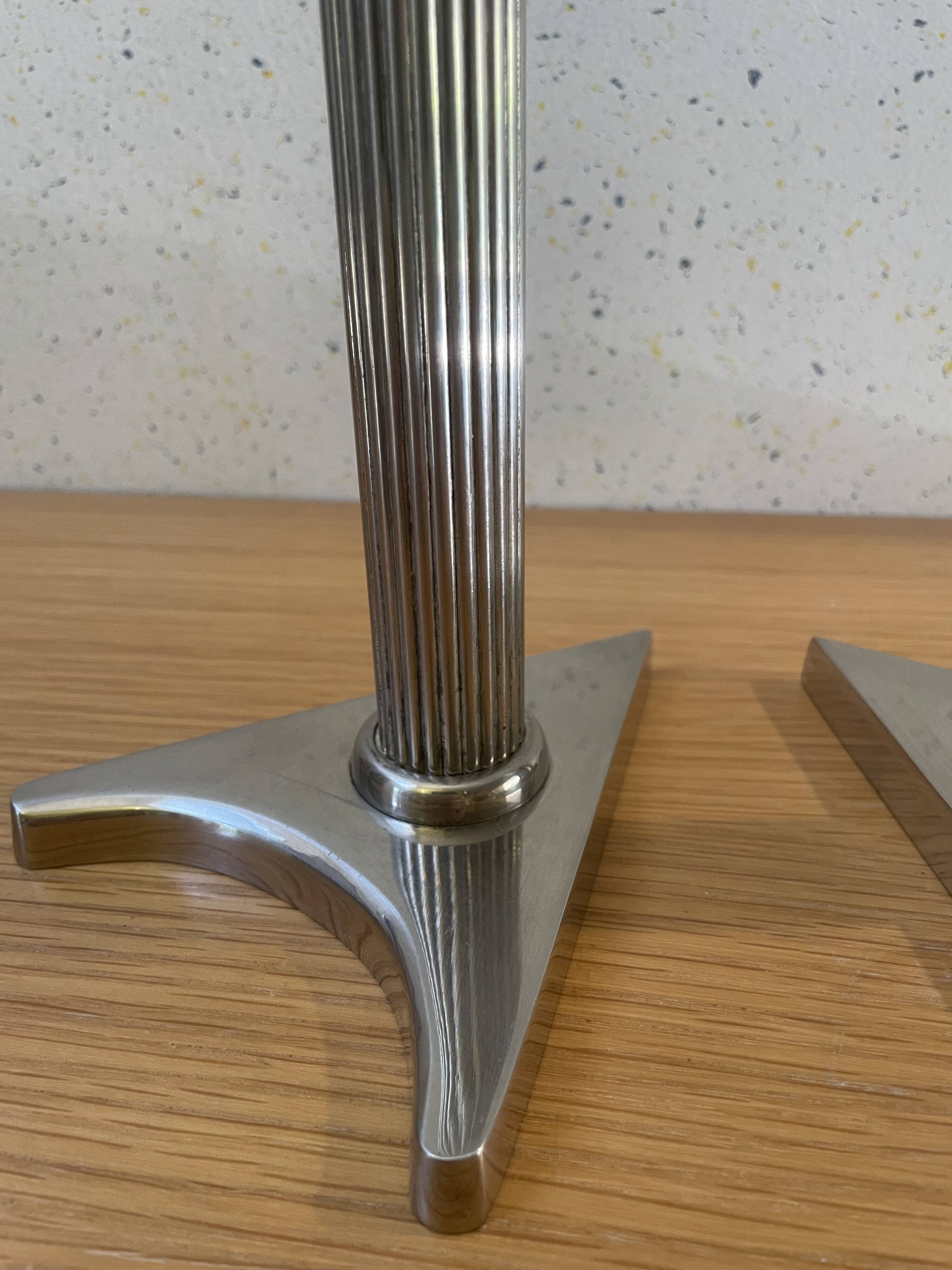 Art Deco candle holders, silver-plated cast iron.