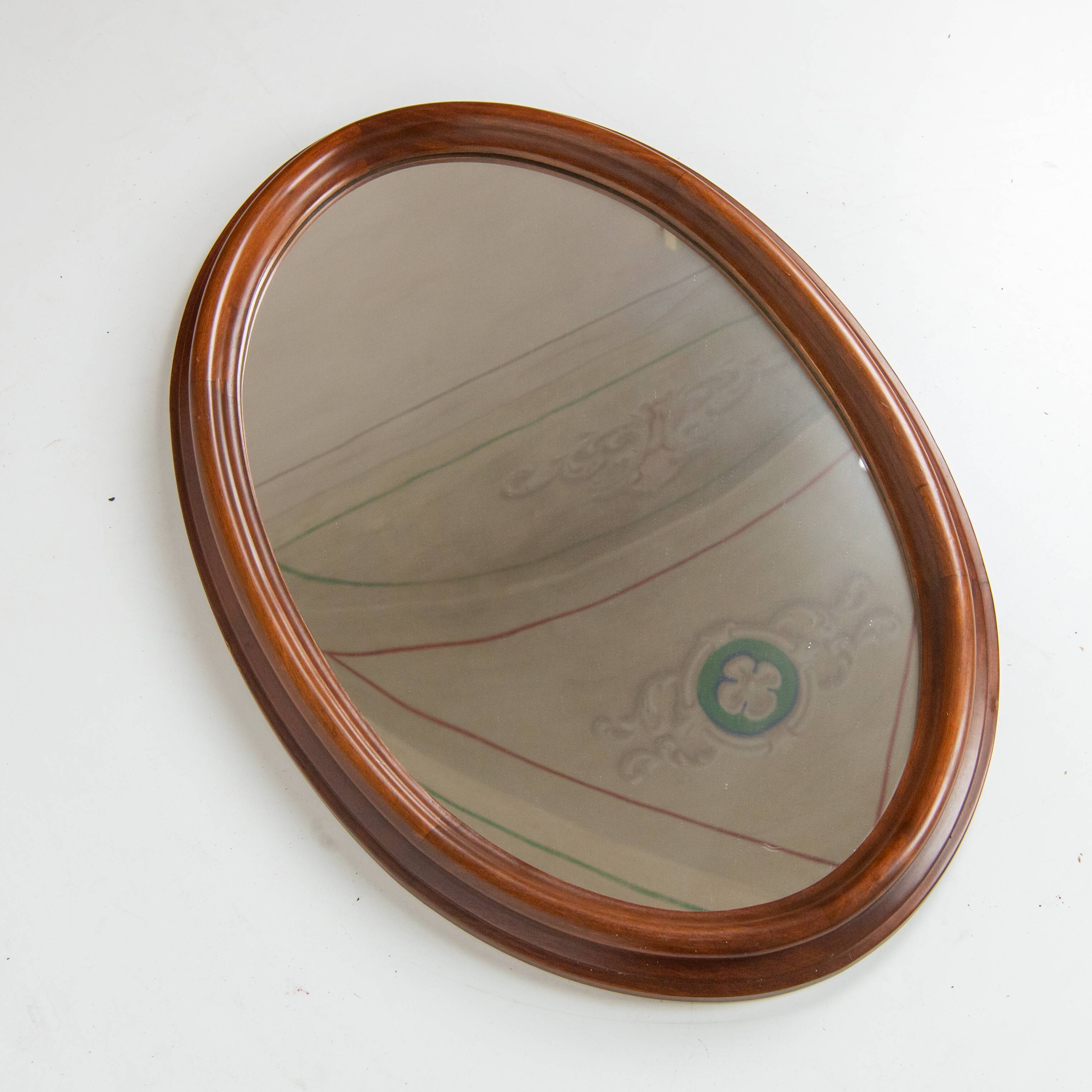 1950 Vintage Oval wood Mirror
