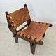 Vintage teak and leather armchair design Angel Pazmino brand Ecuador vintage 1960