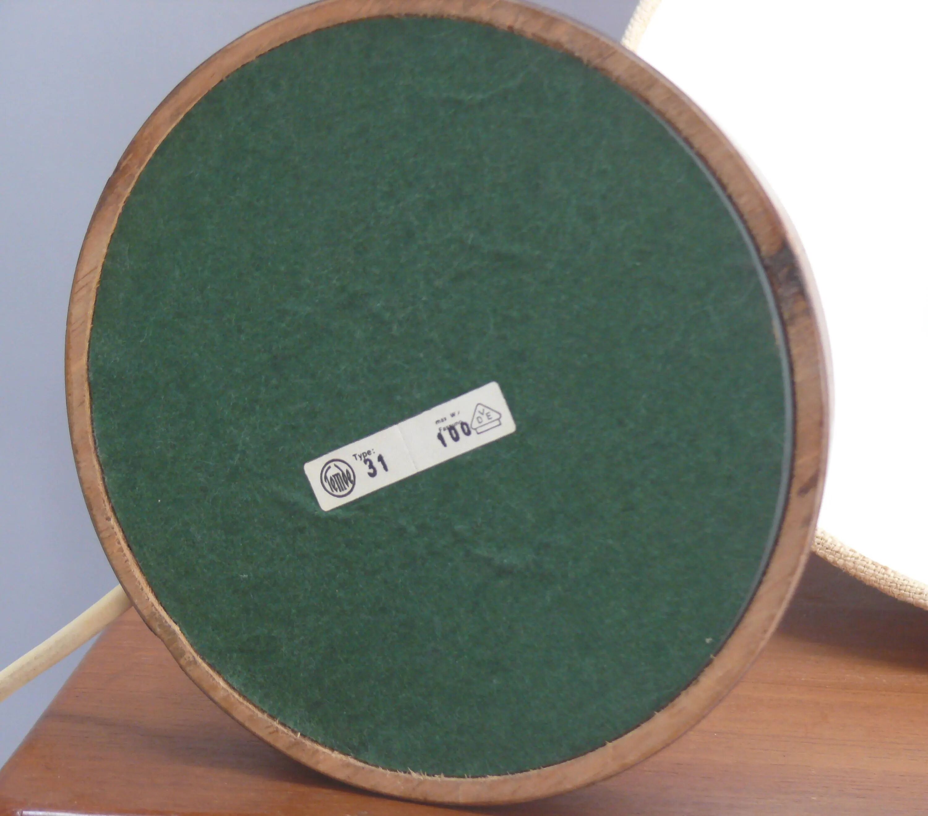 Mid Century Table Lamp by Temde, - Wood, Textile Shade
