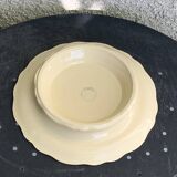 Compotier, earthenware from Longchamp France, enameled ceramic, slip, ecru, old