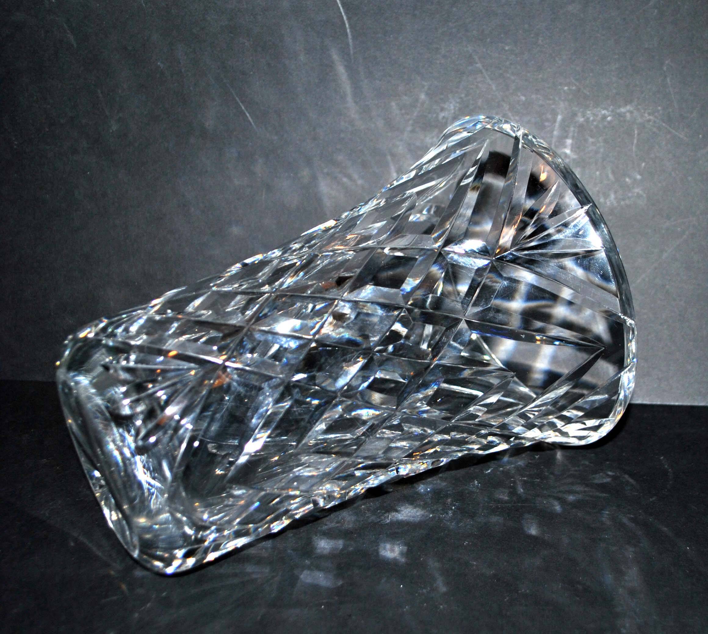 Vintage flared vase in cut crystal signed crystalworks crisgar 1950-1960