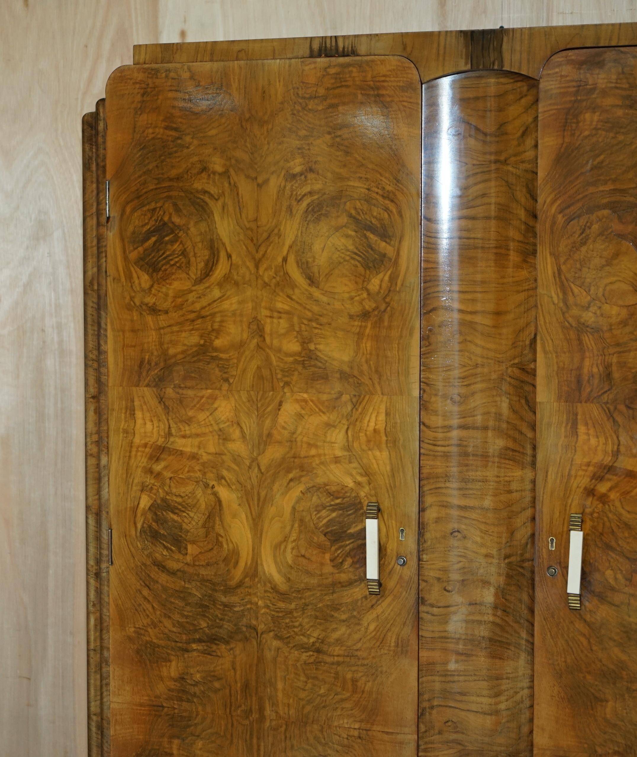 Double Art Deco wardrobe circa 1930 in satin walnut.