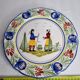 Pair of flat plates HB Quimper, with traditional decoration, 24 cm