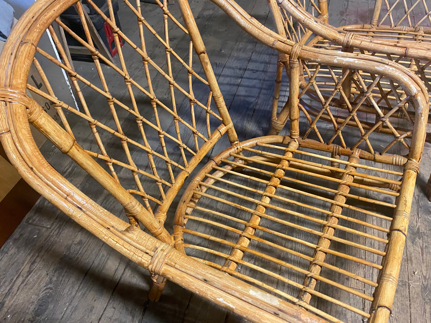 Pair of rattan armchairs