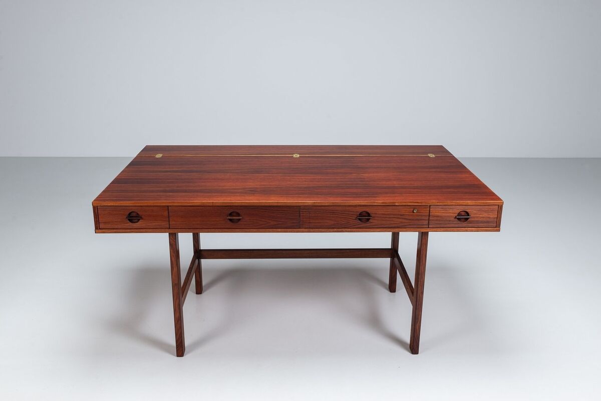 Peter Lovig flip-top partners desk rosewood Lovig Denmark 1960