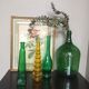 Series of 3 green and yellow glass vases
