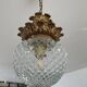 Vintage Pineapple pendant light in molded glass and gold metal