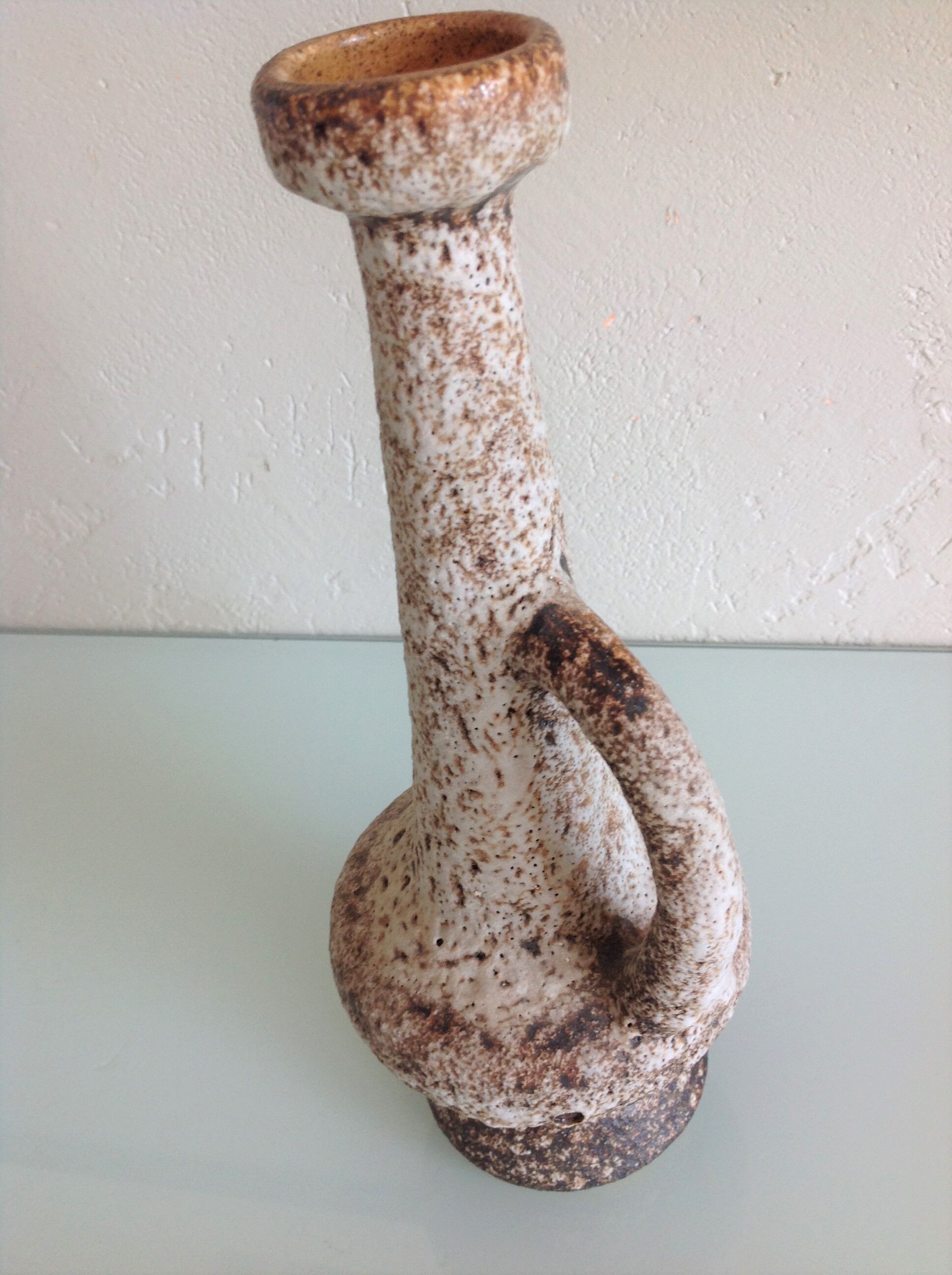 Beige soliflore vase ceramic Fat Lava / vintage 60s-70s