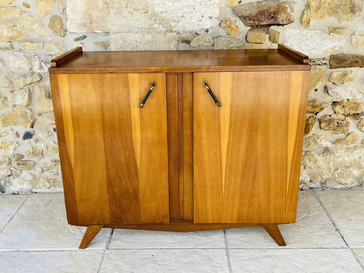 Vintage storage furniture in flame-figured oak, by Gillard Bourdin, circa 196.