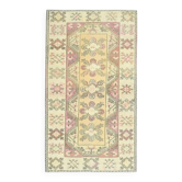 Tapis vintage turc Oushak fait à la main en laine et coton jaune 119X210