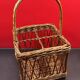 Antique Wicker Basket 4 Bottle Basket Good Condition 23 x 23 x 39 cm