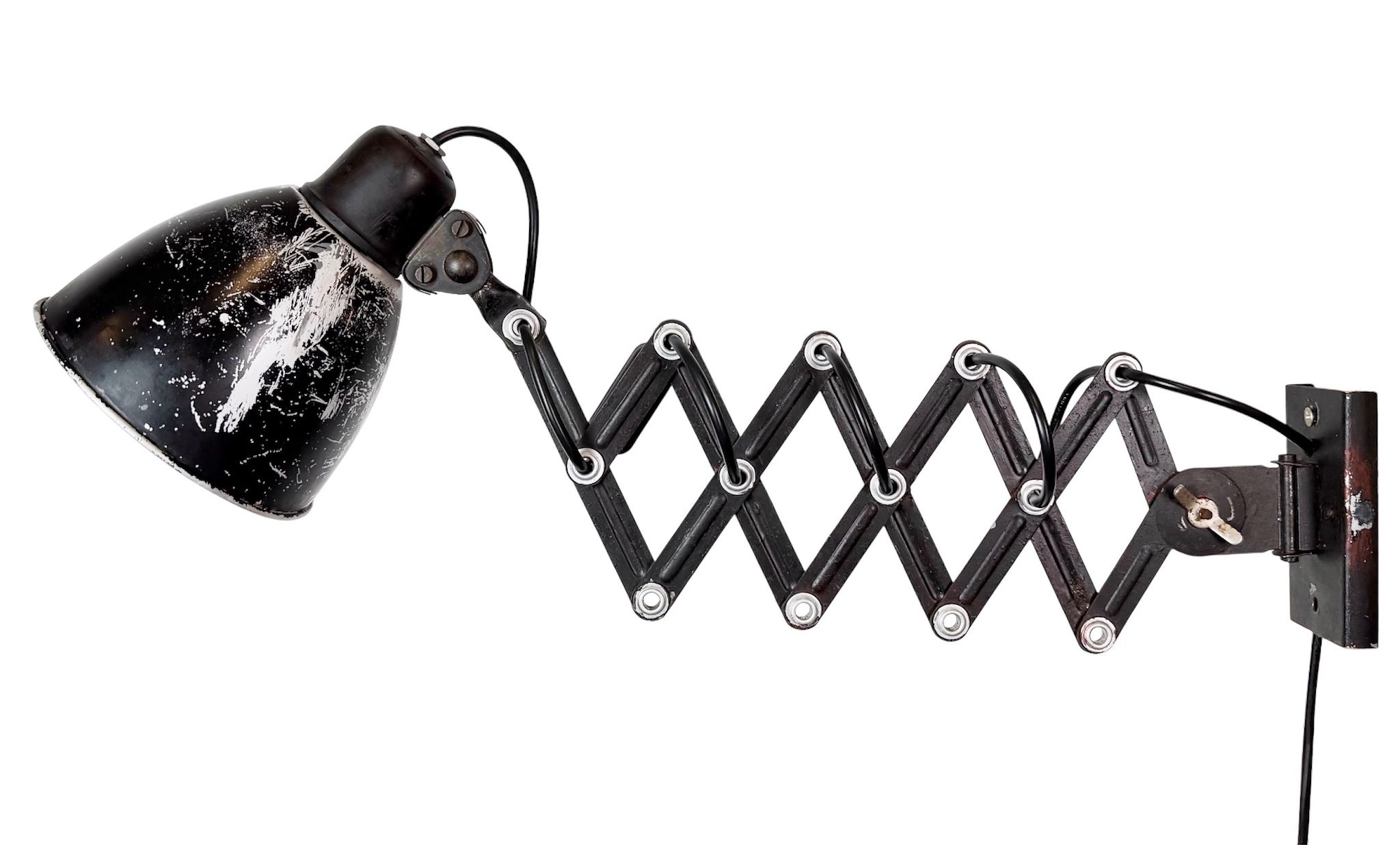 Industrial Black Scissor Wall Lamp, 1950s