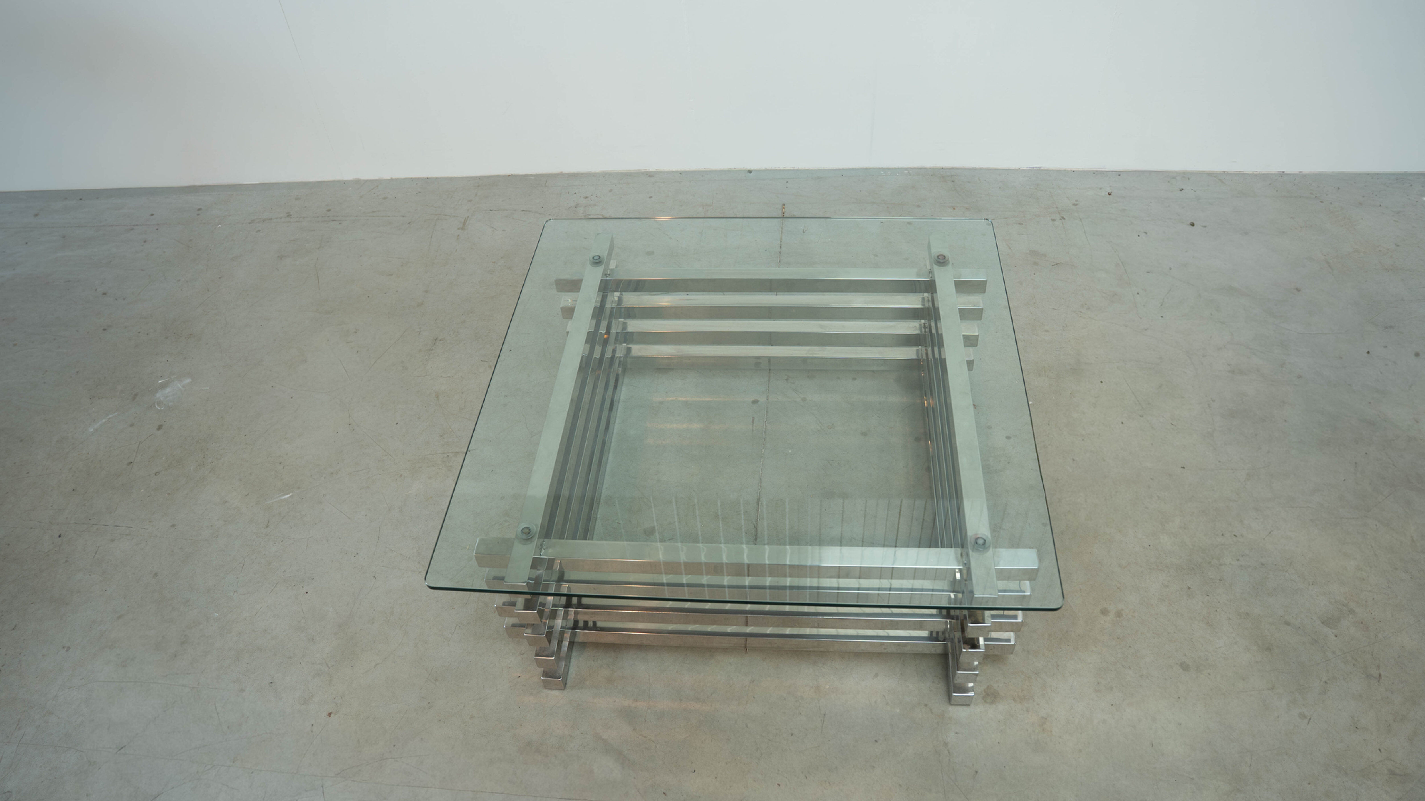 Sculptural French chrome coffee table