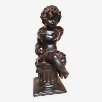 Patinated plaster sculpture - cherub