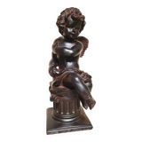 Patinated plaster sculpture - cherub