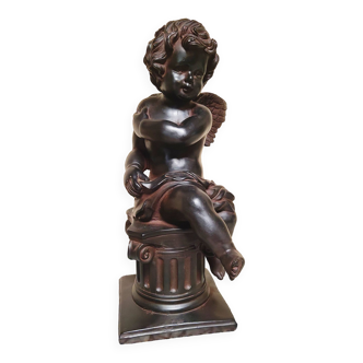 Patinated plaster sculpture - cherub