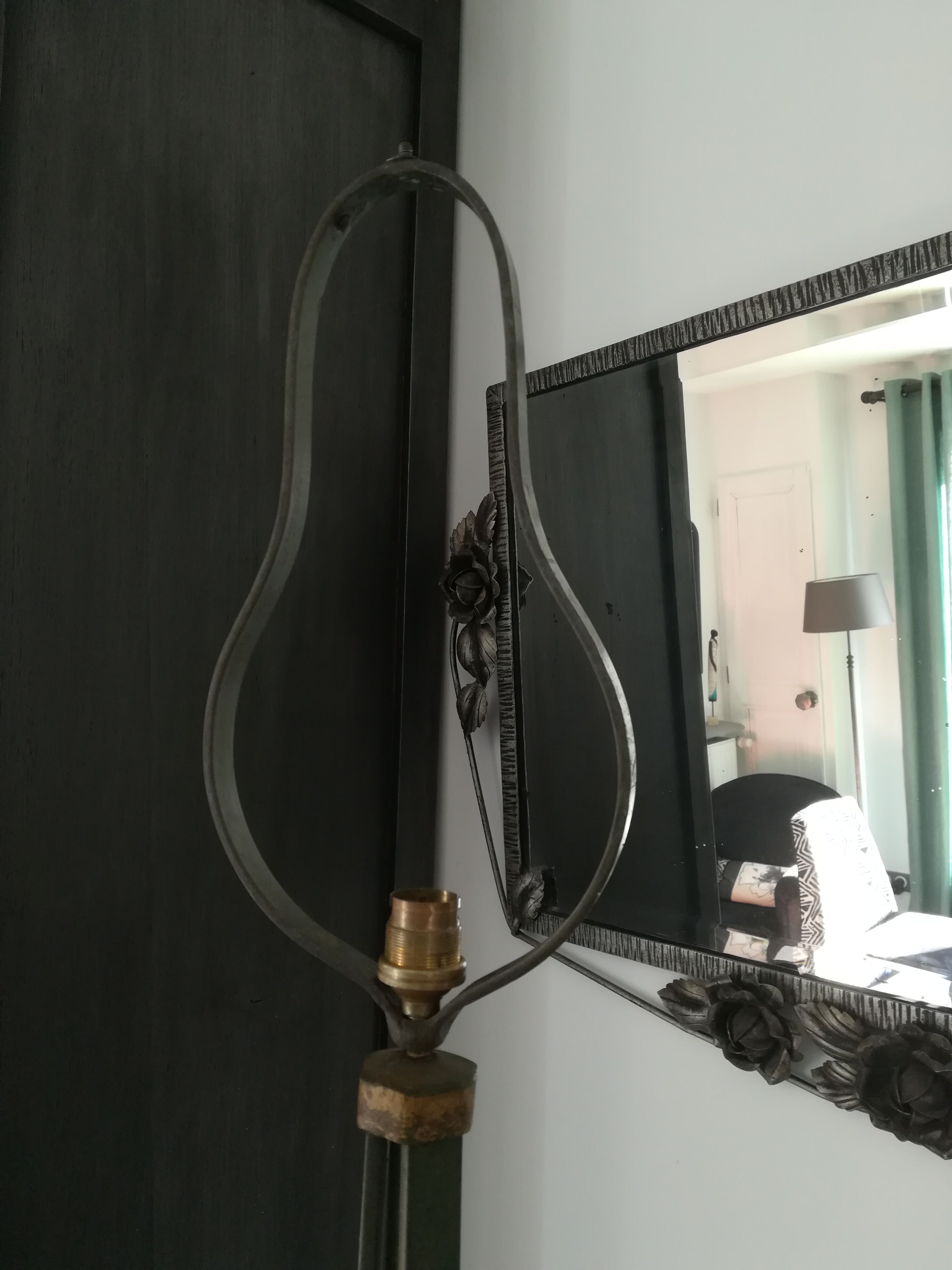 Antique wrought iron floor lamp