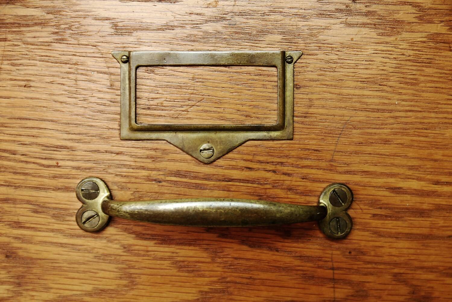Vintage Industrial English Oak Filing Cabinet with Drawers, 1920s