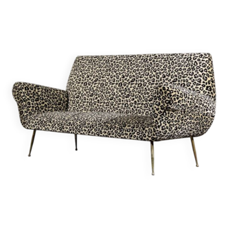 Italian leopard print fabric sofa